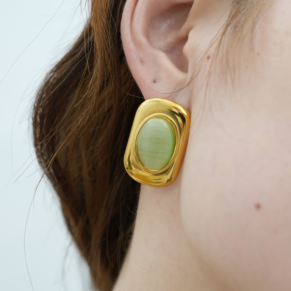 1 Paire De Boucles D'Oreilles À Tige Rectangulaires Élégantes En Acier Inoxydable Couleur Or Pour Femme Image3