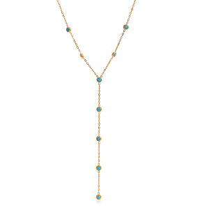 Collier Pendentif Minimaliste Rond En Acier Inoxydable, Étanche, Couleur Or, Avec Pierre Naturelle (1 Pièce) h5 