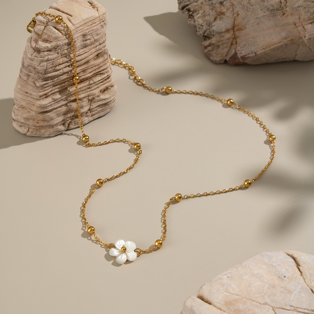 Collier Avec Pendentif Coquillage En Acier Inoxydable Étanche Couleur Or (1 Pièce) Image3