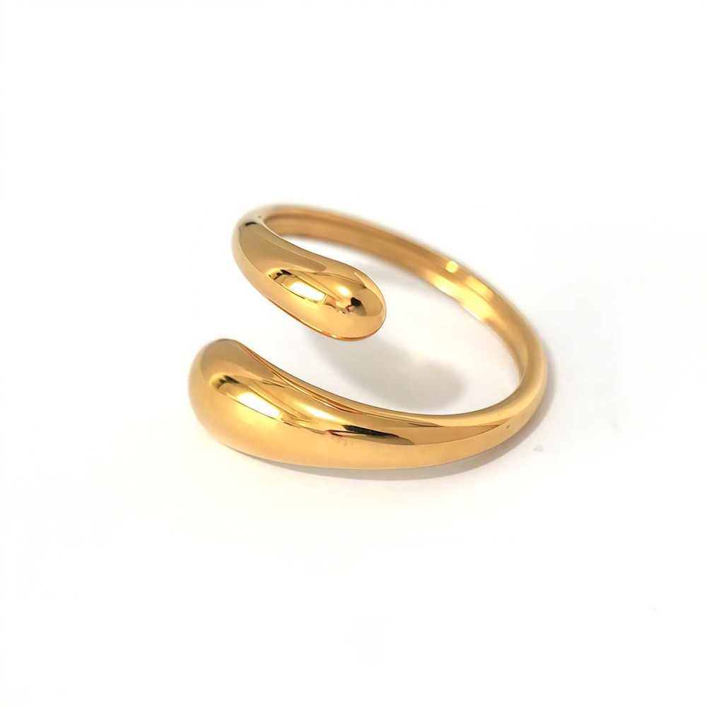 Bague Simple En Acier Inoxydable Couleur Or Avec Gouttelettes 