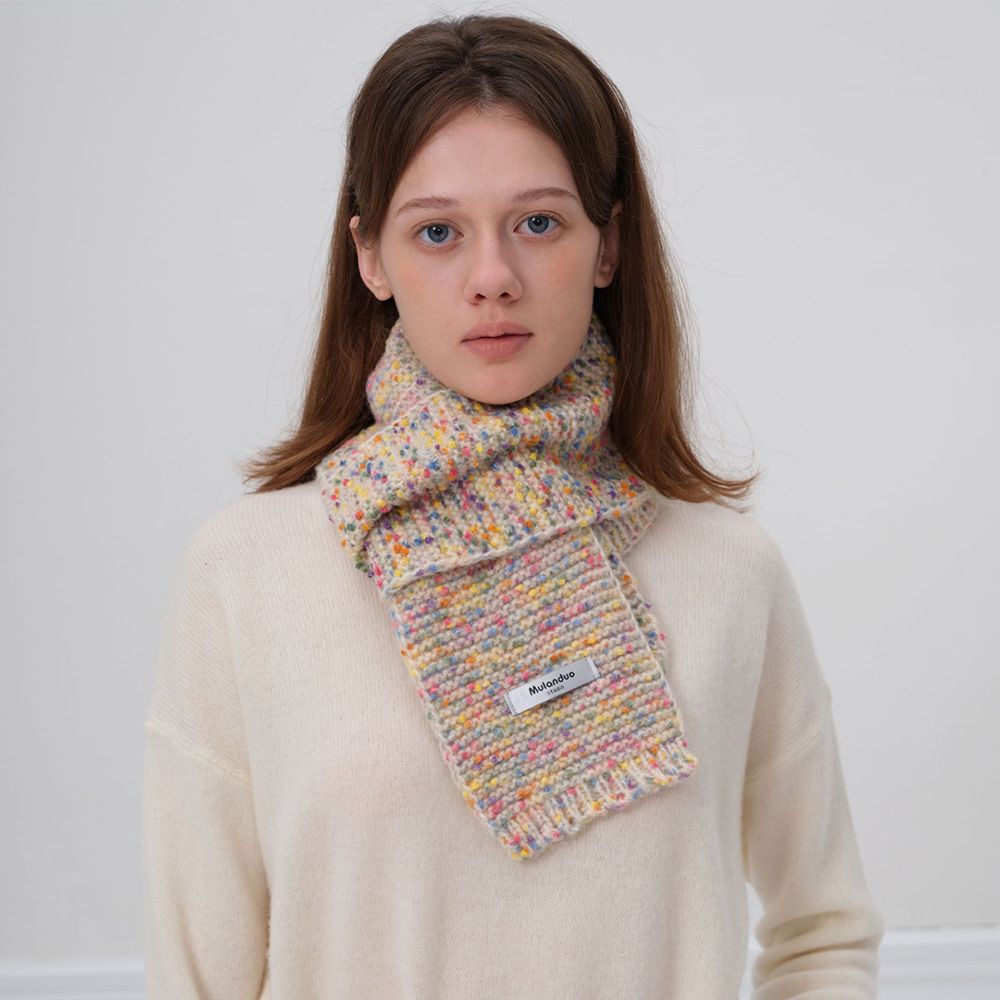 1 Écharpe D'Hiver En Fibre Synthétique À Pois Colorés Pour Femme Image2