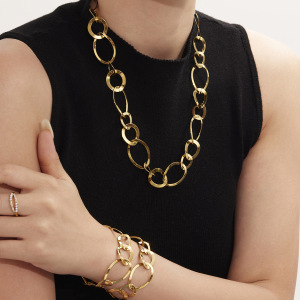 Ensembles De Bijoux Pour Femmes En Acier Inoxydable De Forme Ovale Irrégulière, Étanches Et De Couleur Dorée h5 Image2