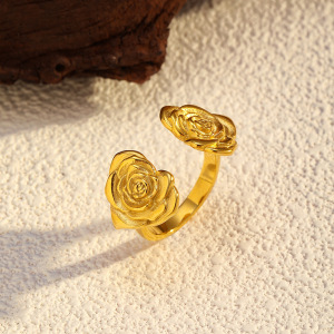 Bague Tendance Rétro Rose En Acier Inoxydable Étanche (1 Pièce) h5 Image4