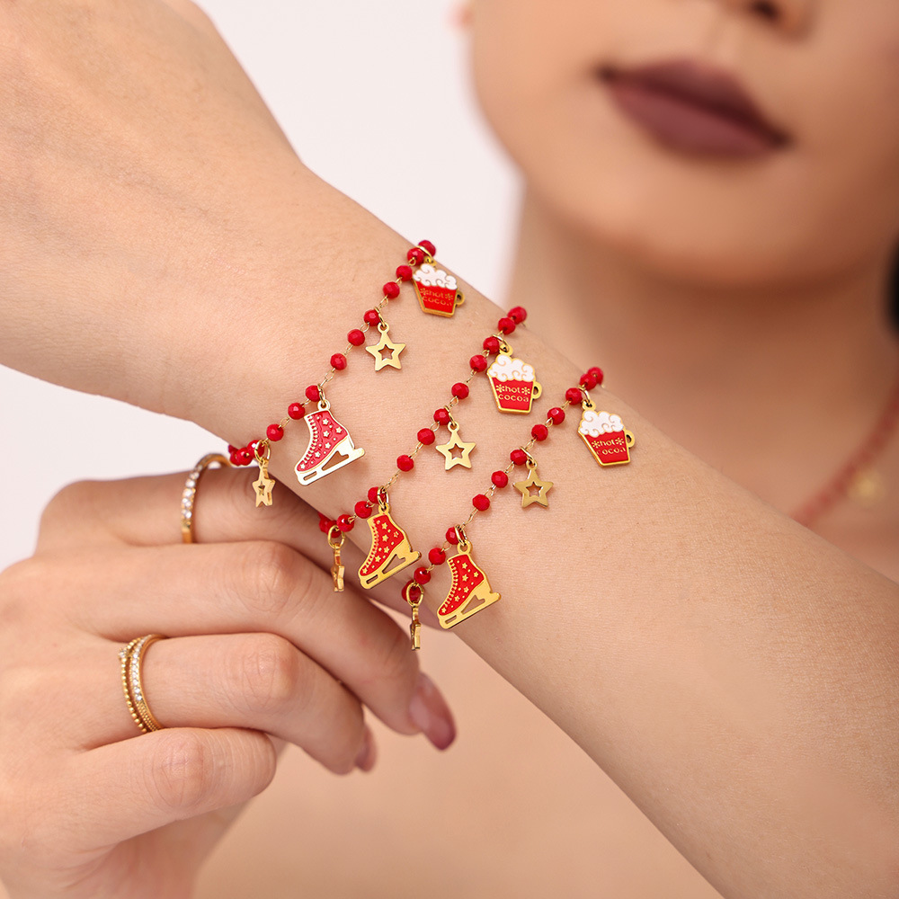 Ensembles De Bijoux Romantiques De Noël Pour Femmes En Acier Inoxydable Imperméable Et Grenat Image3