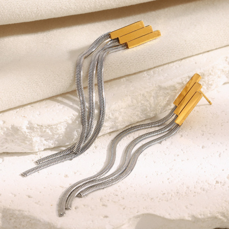 Boucles d'oreilles pendantes pour femme, en acier inoxydable étanche, avec pompon, couleurs or et argent. 2