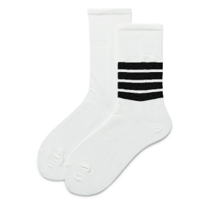 1 Paire De Chaussettes Mi-Mollet En Coton Rayé Pour Femme h5 