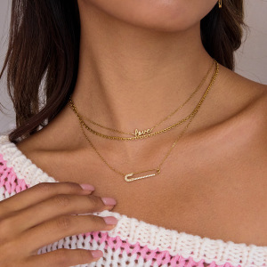 Collier Pendentif Femme Classique En Forme De Trombone, En Acier Inoxydable Étanche, Couleur Or (1 Pièce) h5 Image3