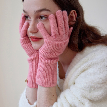 1 paire de gants classiques sans doigts en polyester pour femme, pour écran tactile