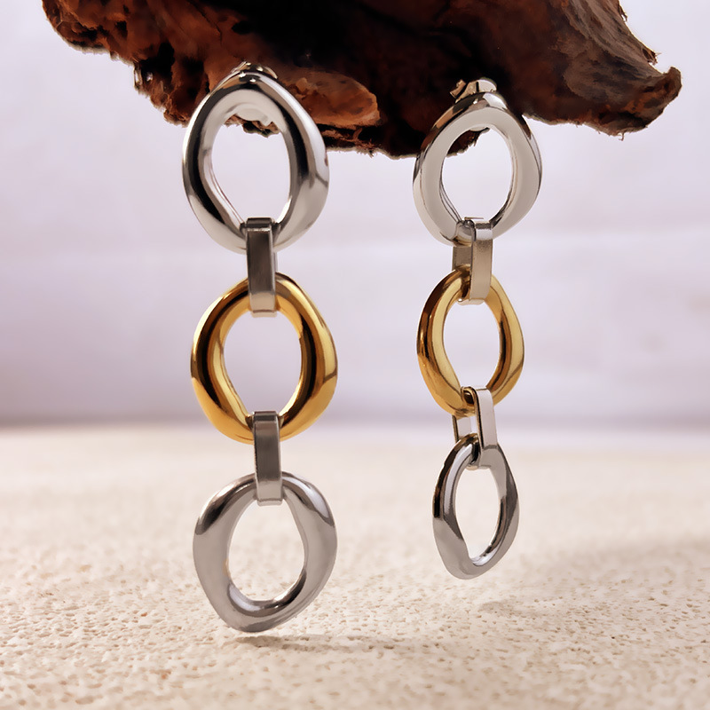 1 Paire De Boucles D'Oreilles Pendantes Classiques En Acier Inoxydable Étanche, Couleur Or