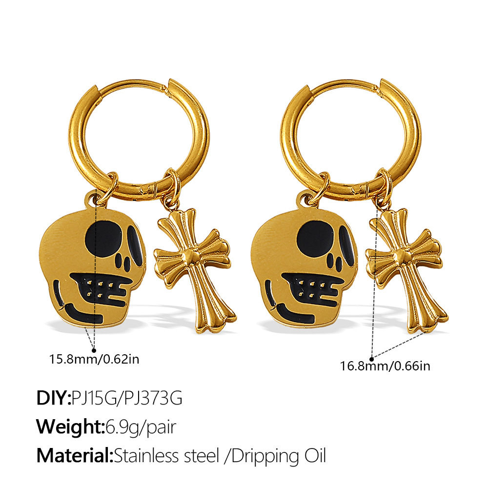 1 Paire De Boucles D'Oreilles Pendantes Étanches En Acier Inoxydable Pour Halloween 
