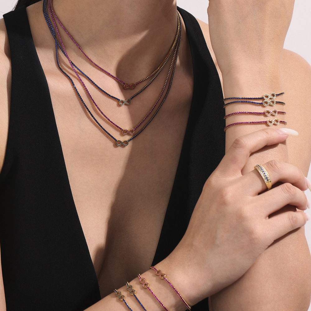 Ensembles De Bijoux Élégants Infinity En Acier Inoxydable Étanche Couleur Or Pour Femmes Image4
