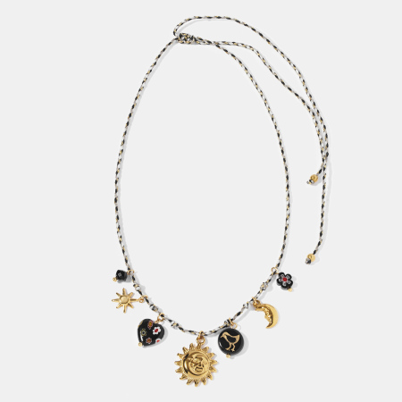 Collier pendentif cœur soleil en acier inoxydable étanche, cordon ajustable