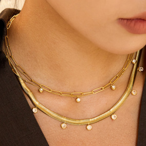 Collier Pendentif Élégant Pour Femme, En Acier Inoxydable Étanche, Couleur Or, Avec 1 Pièce De Finition Élégante h5 Image3
