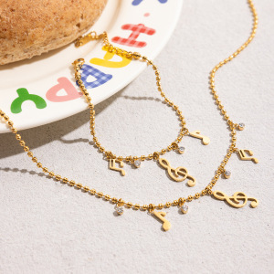 Ensembles De Bijoux Pour Femmes En Acier Inoxydable Étanche Couleur Or, Personnalisables Avec Des Notes. h5 Image6