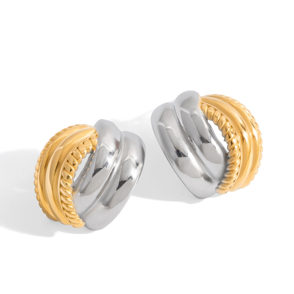 1 Paire De Boucles D'Oreilles Puces Simples En Acier Inoxydable, Couleurs Or Et Argent, Étanches, Pour Femmes