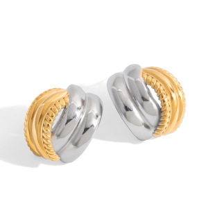 1 Paire De Boucles D'Oreilles Puces Simples En Acier Inoxydable, Couleurs Or Et Argent, Étanches, Pour Femmes h5