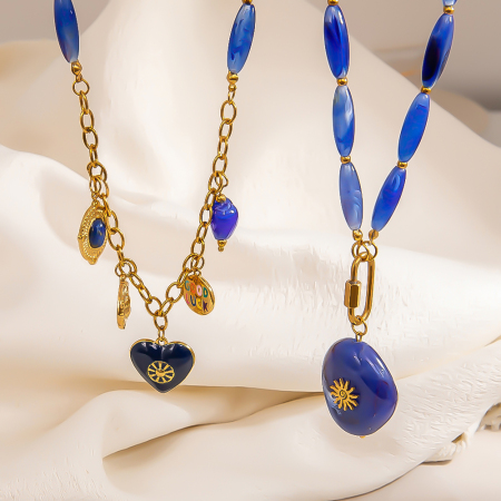 Collier de perles en pierre naturelle et résine pour femme, forme irrégulière classique, 1 pièce