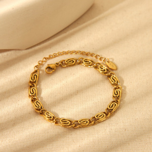 Bracelet Chaîne Simple Pour Femme, En Acier Inoxydable Étanche, Avec Formes Rondes Et Rectangulaires. h5 Image4