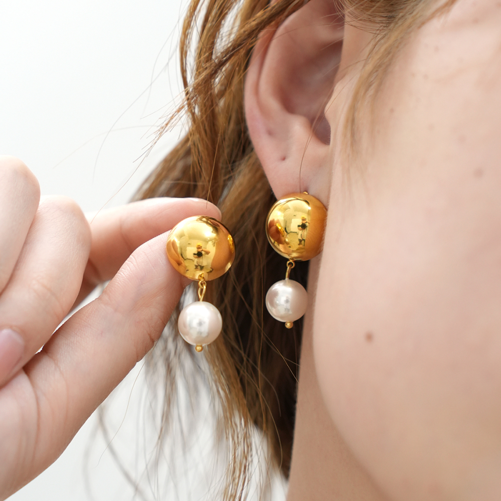 Boucles D'Oreilles Puces Rétro Patchwork En Acier Inoxydable, Couleur Or, Imperméables, Pour Femme (1 Paire) Image5