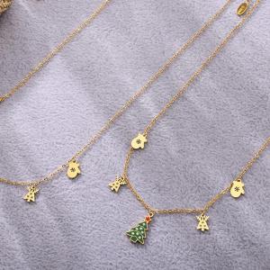 Colliers Pendentifs Pour Femmes En Acier Inoxydable, Imperméable, Couleur Or, Avec Zircon Et Motif Sapin De Noël h5 Image6