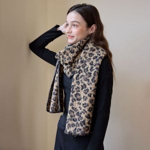 Écharpe D'Hiver Rétro En Polyester À Imprimé Léopard Pour Femme, 1 Pièce h5 Image4