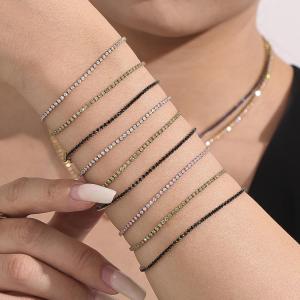 Bracelet À Maillons Pour Femme, En Acier Inoxydable Doré, Orné De Zircon, Avec Lignes Délicates (1 Pièce). h5 Image6