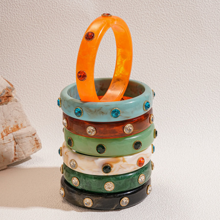 Bracelet jonc rétro en acrylique dégradé de couleurs, 1 pièce
