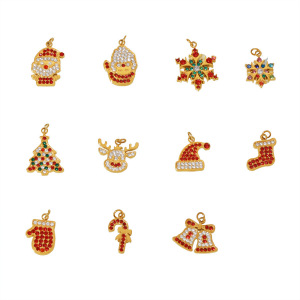 Pendentif Femme En Acier Inoxydable Doré, Étanche, Orné De Zircon, Série Noël (1 Pièce) h5 Image7