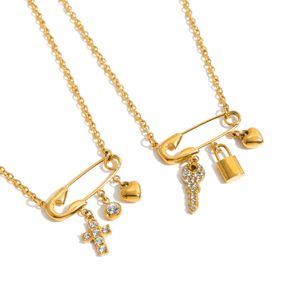 Collier Pendentif Femme En Forme De Trombone Romantique, En Acier Inoxydable Étanche Couleur Or (1 Pièce) Image7