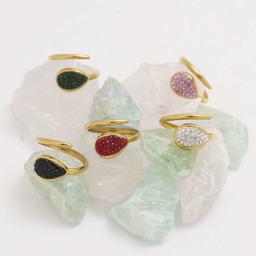Bague Femme Décontractée En Acier Inoxydable Étanche, Forme Irrégulière, Style Goutte D'Eau. Image8