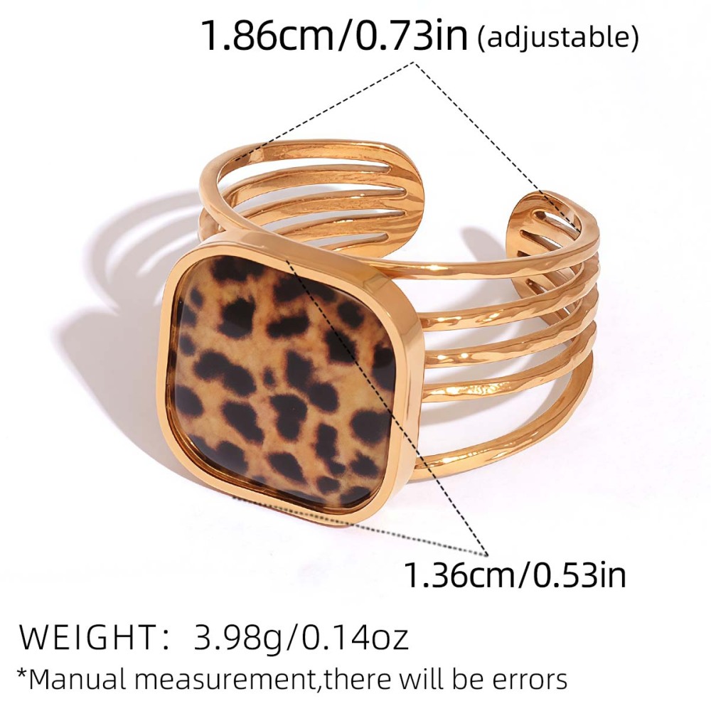 Bague Tendance Décontractée À Imprimé Léopard En Acier Inoxydable Étanche Pour Femme (1 Pièce) Image2
