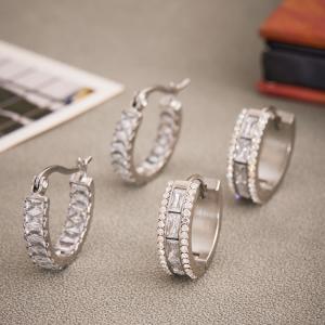 1 Paire De Boucles D'Oreilles Créoles Luxueuses Pour Femme, En Acier Inoxydable Étanche, Couleur Or, Ornées De Zircon. h5 Image5