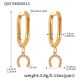 Boucles d'oreilles en forme de U avec boucle en forme de fer à cheval doré et zircon 