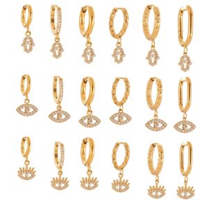 1 Paire De Boucles D'Oreilles Pendantes Délicates Œil De Diable En Acier Inoxydable Étanche Couleur Or Avec Zircon Pour Femme h5 Image6