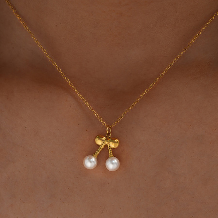 Collier pendentif femme en acier inoxydable doré, étanche, motif nourriture décontractée (1 pièce) 2