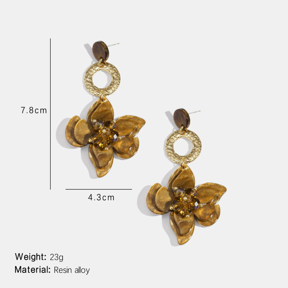 1 Paire De Boucles D'Oreilles Pendantes Rétro En Résine À Fleurs Image2