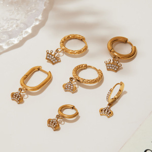 1 Paire De Boucles D'Oreilles Pendantes Élégantes En Acier Inoxydable Doré, Ornées De Zircon, Pour Femme. h5 Image2