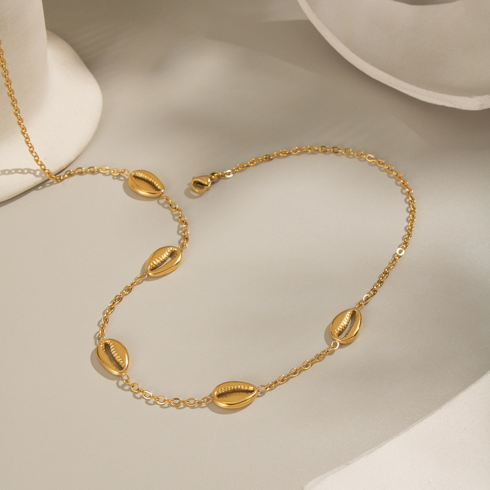 Ensembles De Bijoux Décontractés Pour Femmes En Acier Inoxydable Imperméable Couleur Or, Motif Conque Image4