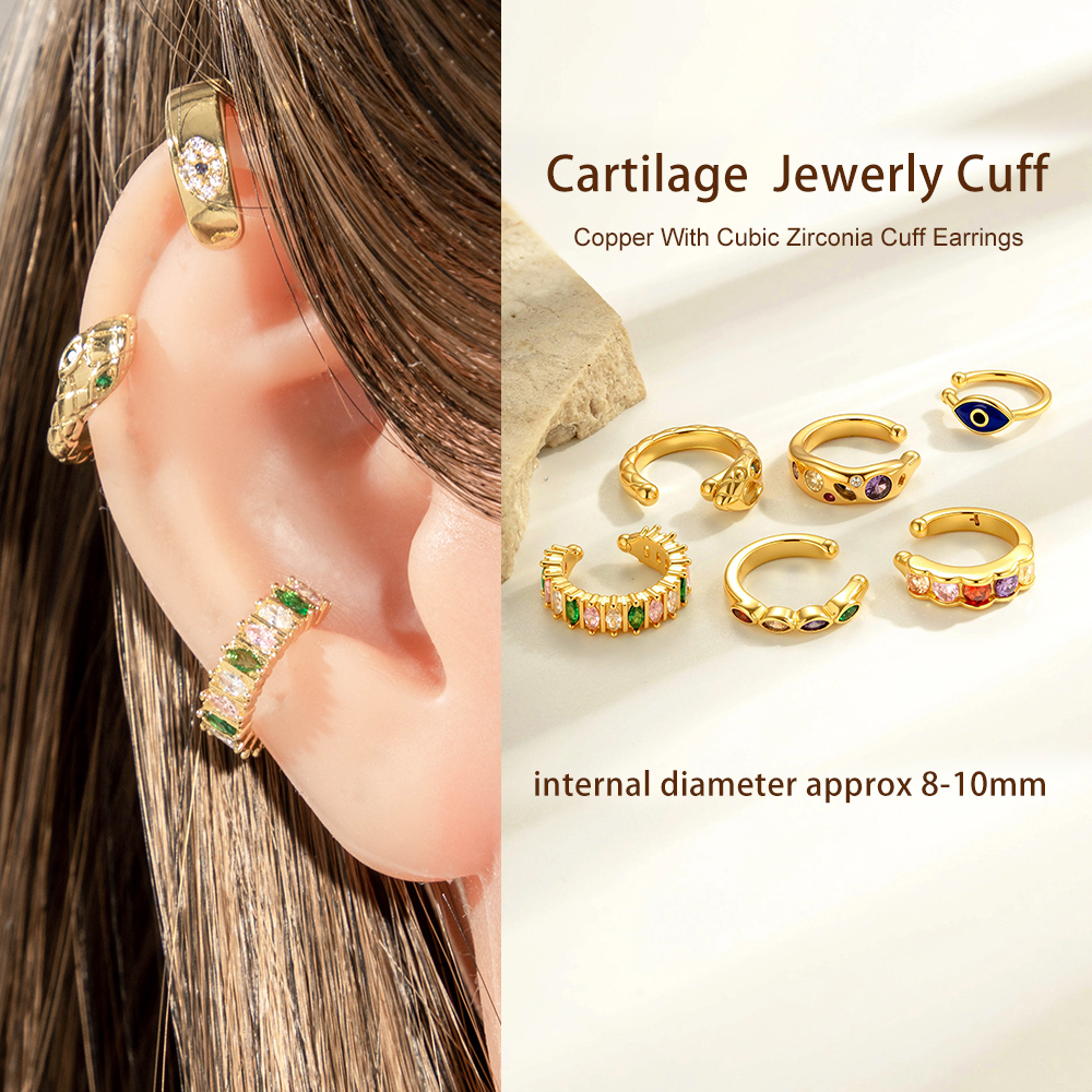 1 Pièce De Manchettes D'Oreilles En Cuivre Doré Et Zircon Image4