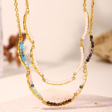 Ensembles de bijoux pour femmes en acier inoxydable de forme irrégulière, étanches, couleur or et pierres naturelles 2
