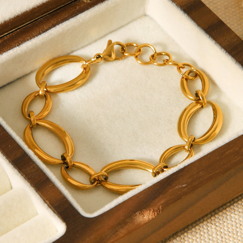 Bracelet Simple En Acier Inoxydable Doré Pour Femme, Forme Irrégulière, Idéal Pour Le Quotidien Image6