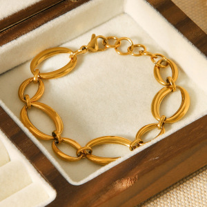 Bracelet Simple En Acier Inoxydable Doré Pour Femme, Forme Irrégulière, Idéal Pour Le Quotidien h5 Image6