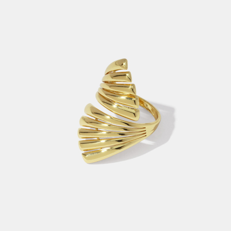 Bague Imposante En Acier Inoxydable De Forme Irrégulière, Étanche Et Couleur Or