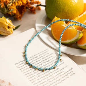 Collier De Perles Pour Femme, 1 Pièce, Perles De Calaïte, Pierres Naturelles, Couleur Or h5 Image7