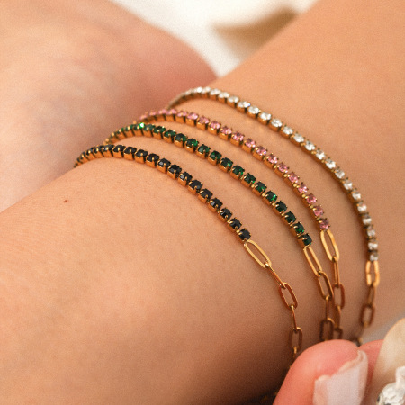 Bracelet chaîne femme Daily Patchwork en acier inoxydable étanche couleur or (1 pièce)