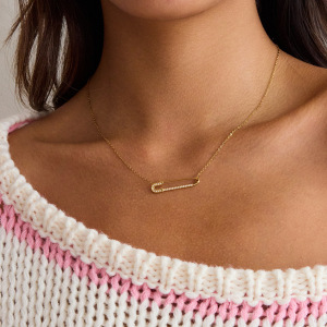 Collier Pendentif Femme Classique En Forme De Trombone, En Acier Inoxydable Étanche, Couleur Or (1 Pièce) h5 Image4