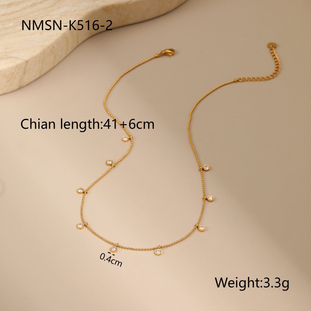 Collier Chaîne Femme Simple Et Élégant En Acier Inoxydable Imperméable, Forme Ronde Ou Rectangulaire (1 Pièce) 