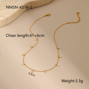 Collier Chaîne Femme Simple Et Élégant En Acier Inoxydable Imperméable, Forme Ronde Ou Rectangulaire (1 Pièce) h5 