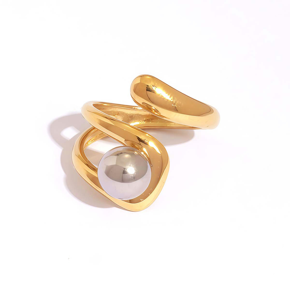 Bague Femme En Acier Inoxydable Étanche, Coloris Or Et Argent (1 Pièce) 
