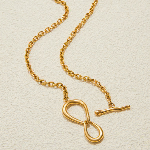 Collier À Maillons Torsadés Simples Et Irréguliers En Acier Inoxydable, Couleur Or, Étanche, Pour Femme (1 Pièce) h5 Image5